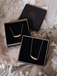 two necklaces in a box on a table