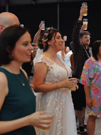 a woman wearing a white dress